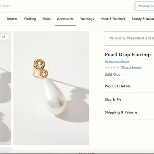 NWT Anthropologie Pearl Drop Earrings